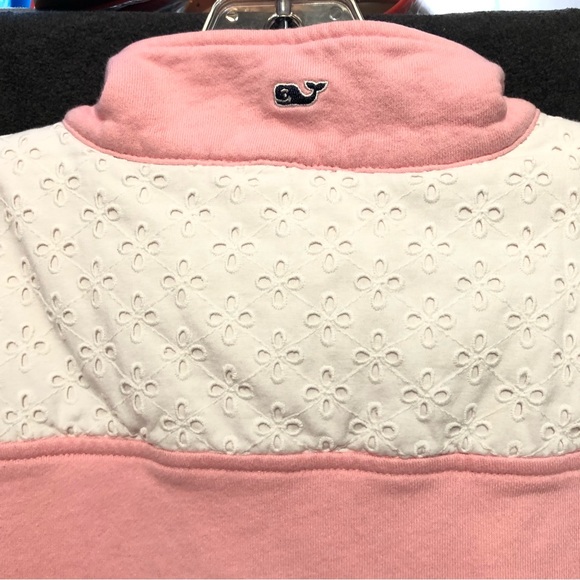 Vineyard Vines Shep Shirt Women’s Pink White Lace Whale 1/4 Zip Pullover Size M - Picture 6 of 11